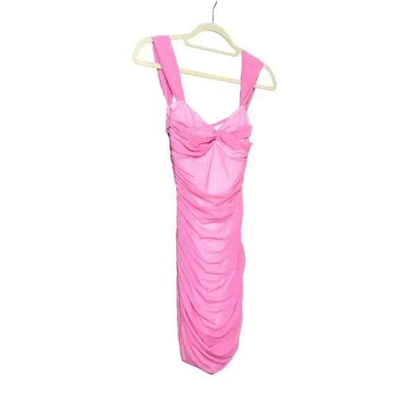 Norma Kamali NEW Walter Mini Dress Size XS in Candy Pink Sweetheart Neckline - Picture 6 of 12